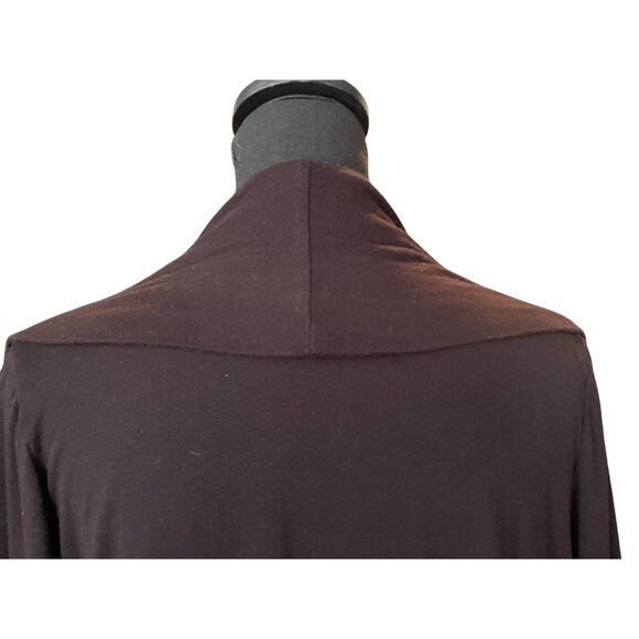 black open front draped lightweight cardigan pockets stretch 3/4 sleeve Medium - Picture 5 of 7